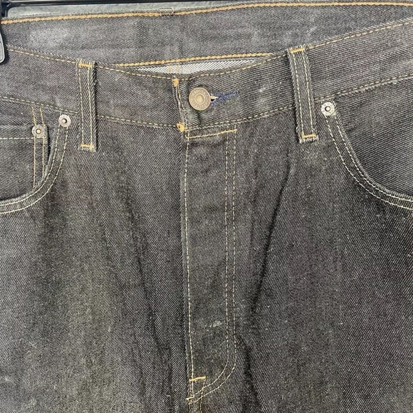 LEVIS 501 Mens Size 36x32 Classic Straight Leg Button Fly Dark Wash Denim Jeans - Picture 9 of 9